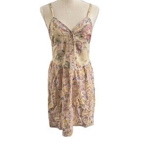 ANTHROPOLOGIE Staring At Stars Boho Vintage Look Smocked Dress Floral Medium